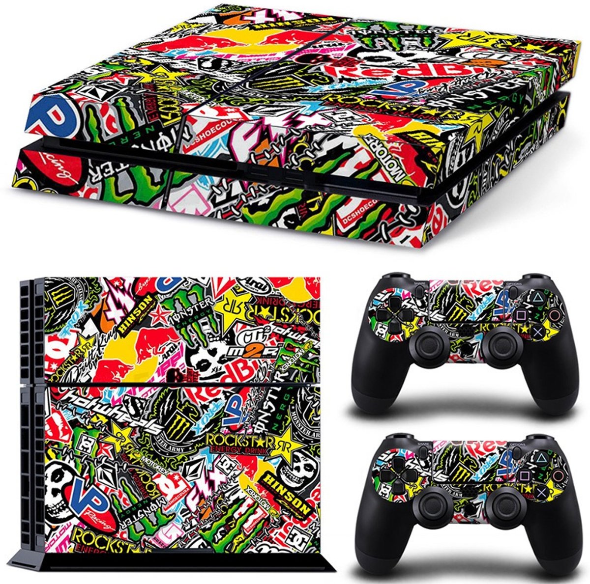 Playstation 4 Sticker | Playstation 4 Console Skin | Stickerbomb V4 | Playstation 4 Stickerbomb V4 Sticker | Console Skin + 2 Controller Skins